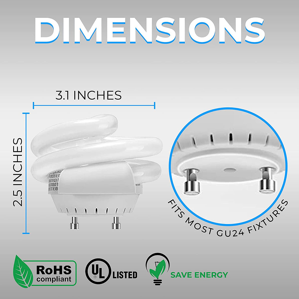 VERMICULAR24センチ Mini Spiral T3 Compact Fluorescent Light Bulbs - GU24 Base
