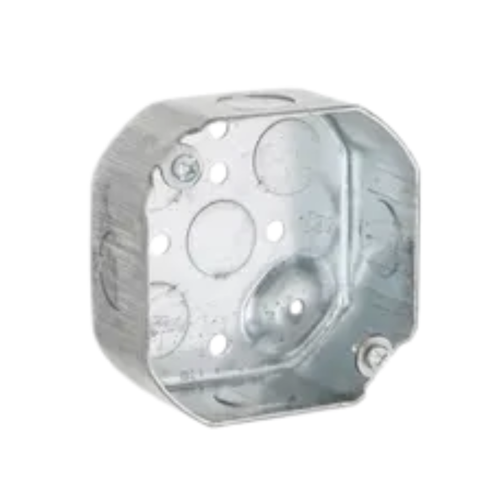 4" Octagon Steel Electrical Boxes – 1-1/2" Deep (Drawn with Conduit Knockouts)