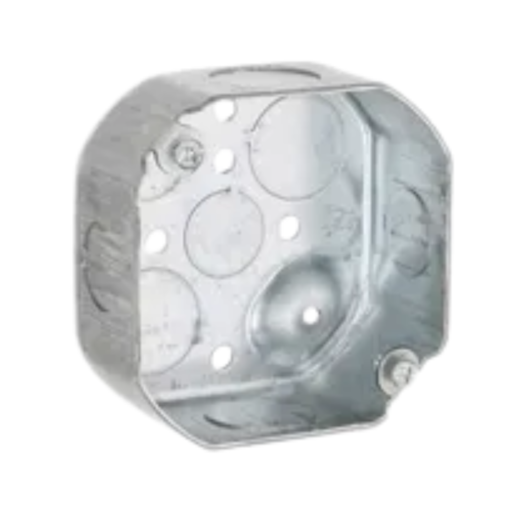 4" Octagon Steel Electrical Boxes – 1-1/2" Deep (Drawn with Conduit Knockouts)