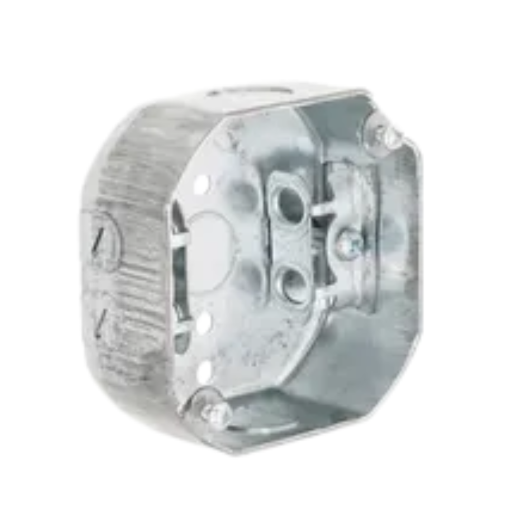 4" Octagon Steel Electrical Boxes – 1-1/2" Deep with Cable Clamps