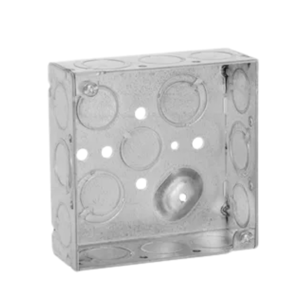 4" Square Welded Steel Electrical Boxes – 1-1/2" Deep  With Conduit Knockouts