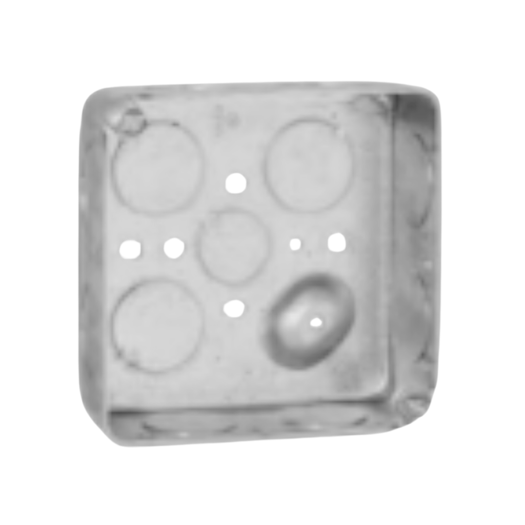 4" Square Drawn Steel Electrical Boxes – 1-1/2" Deep (with Conduit KOs)