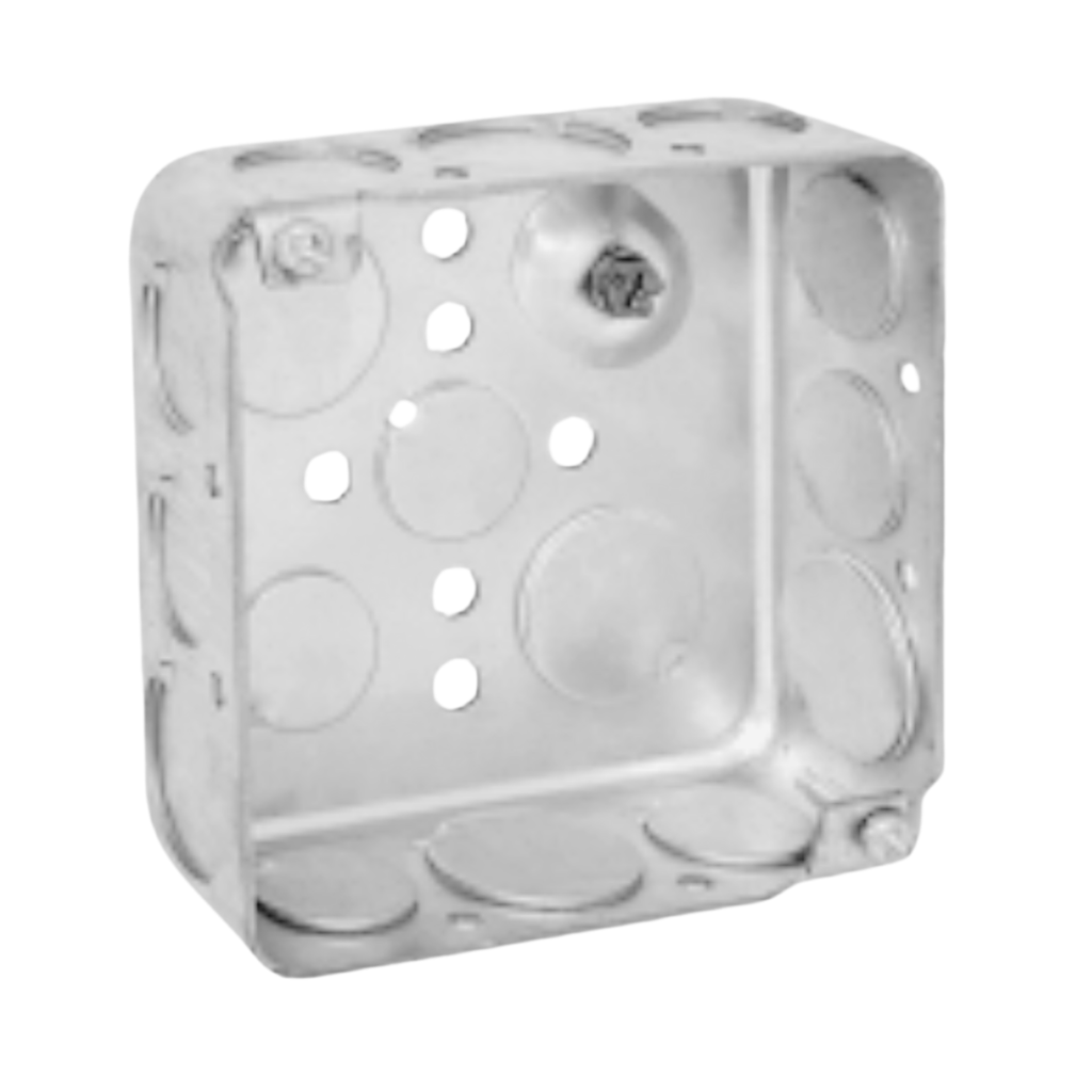 4" Square Drawn Steel Electrical Boxes – 1-1/2" Deep (with Conduit KOs)