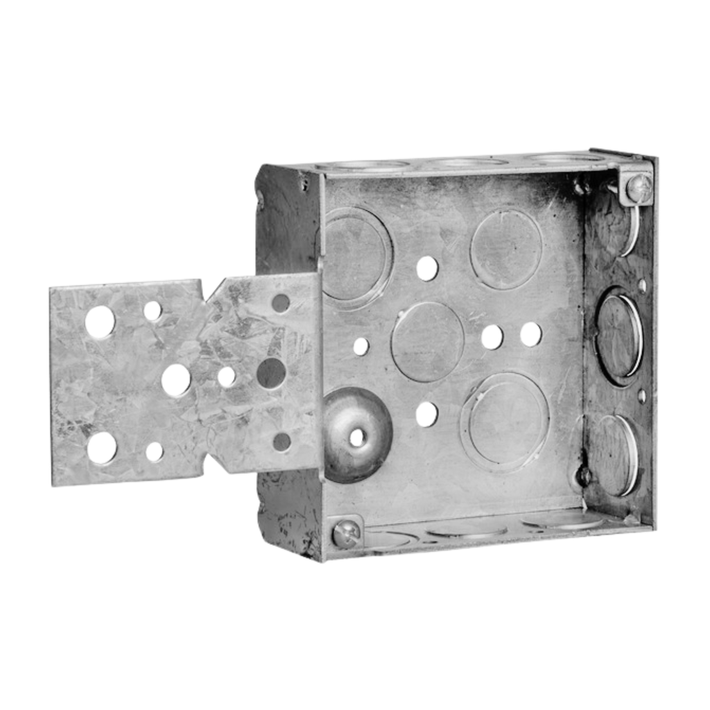 4" Square Welded Steel Electrical Boxes – 1-1/2" Deep  With Clamps & Brackets