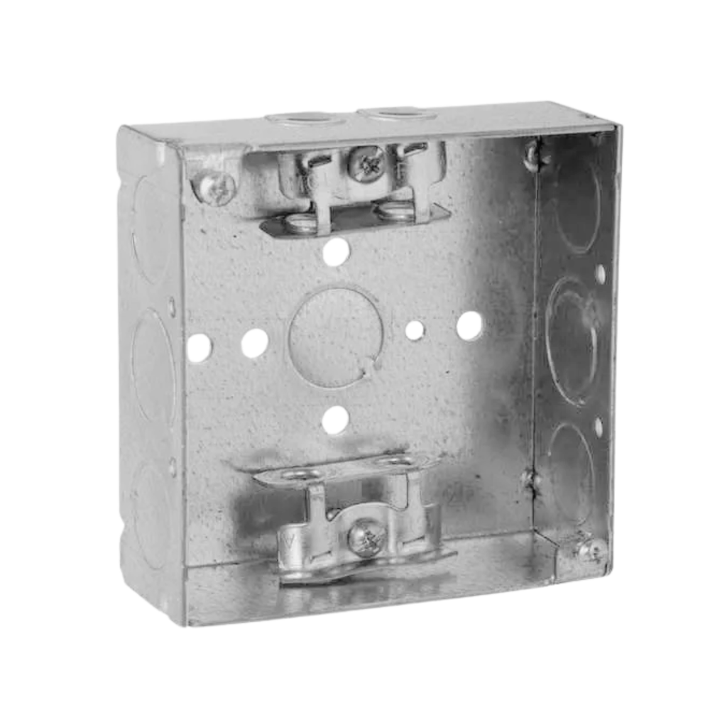 4" Square Welded Steel Electrical Boxes – 1-1/2" Deep  With Clamps & Brackets