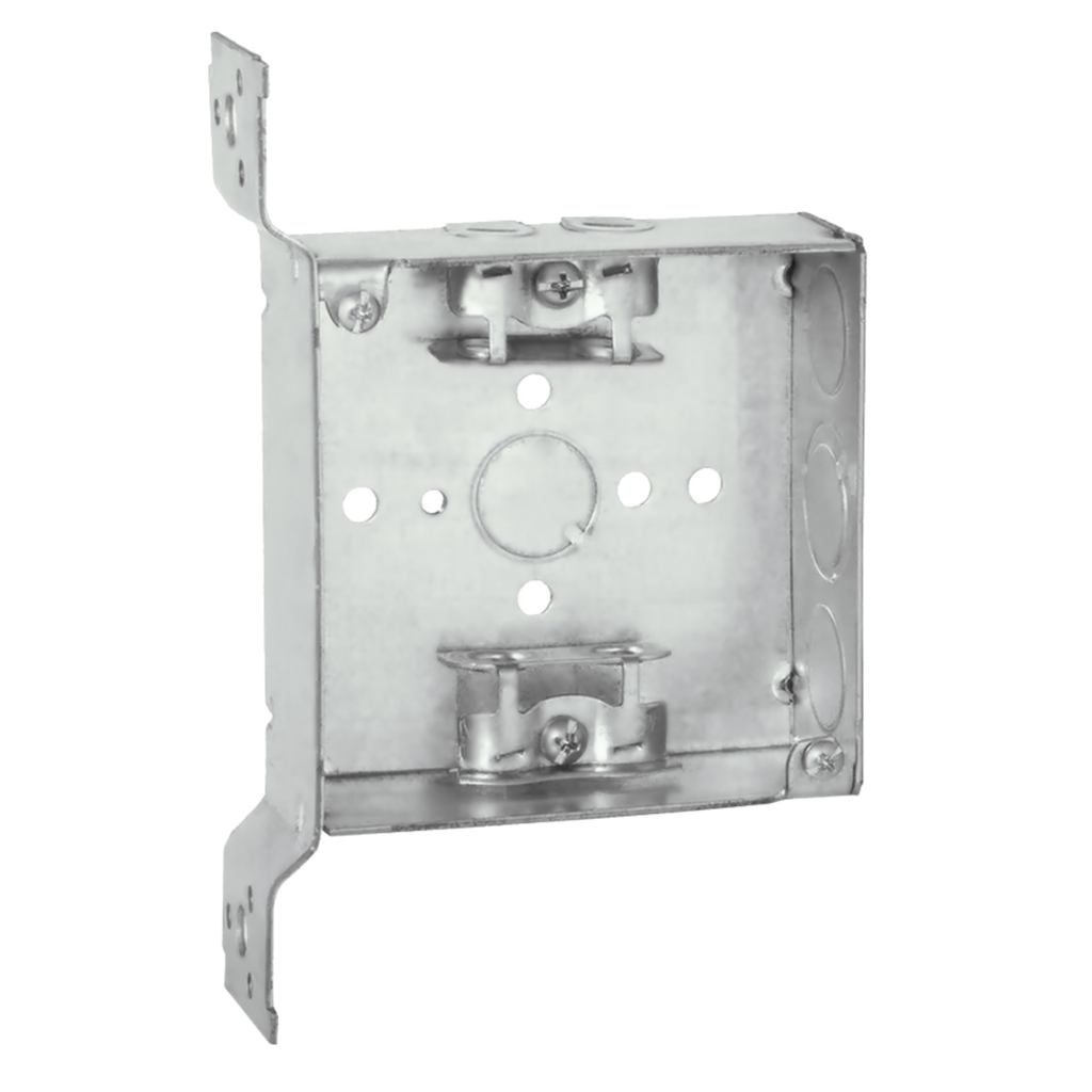 4" Square Welded Steel Electrical Boxes – 1-1/2" Deep  With Clamps & Brackets