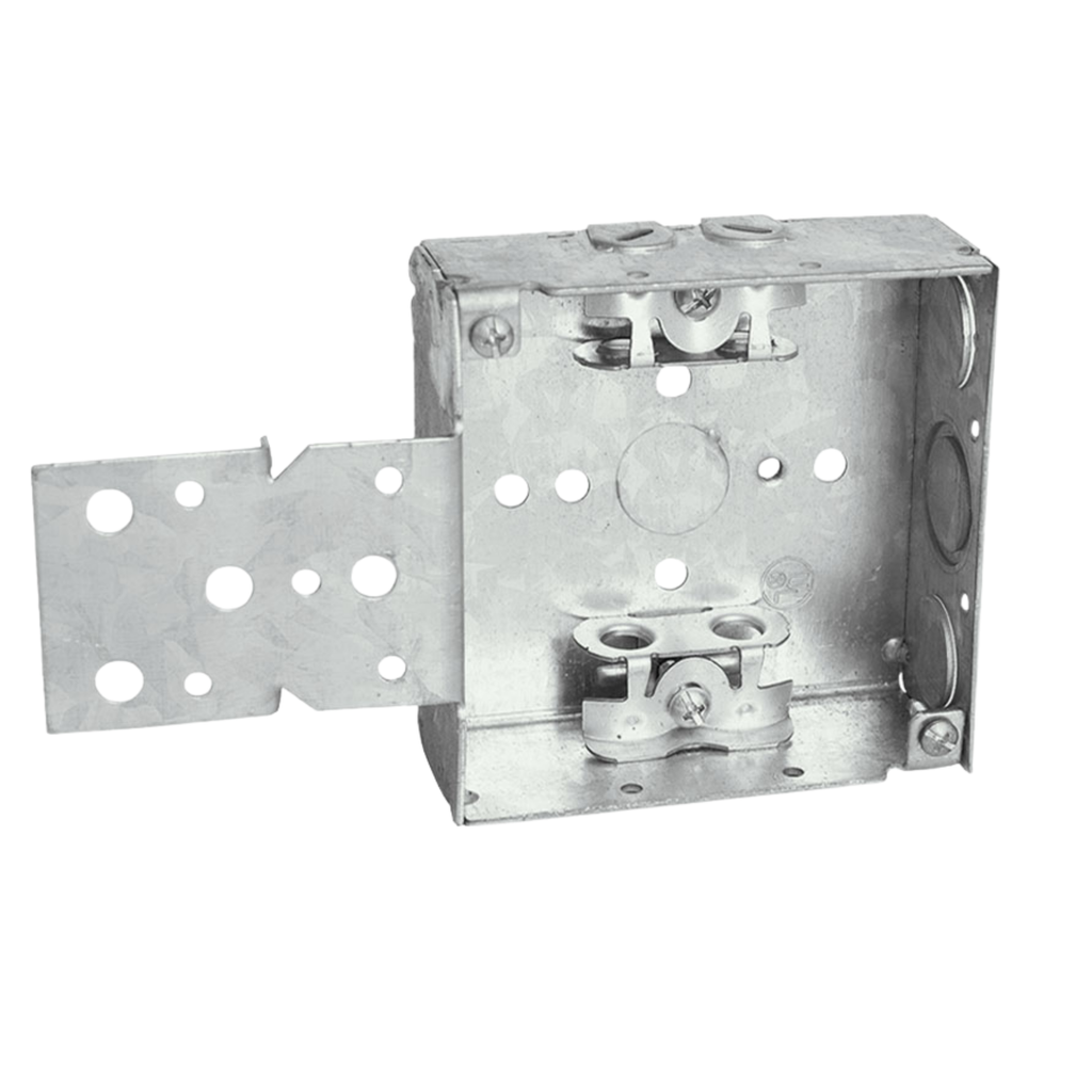4" Square Welded Steel Electrical Boxes – 1-1/2" Deep  With Clamps & Brackets