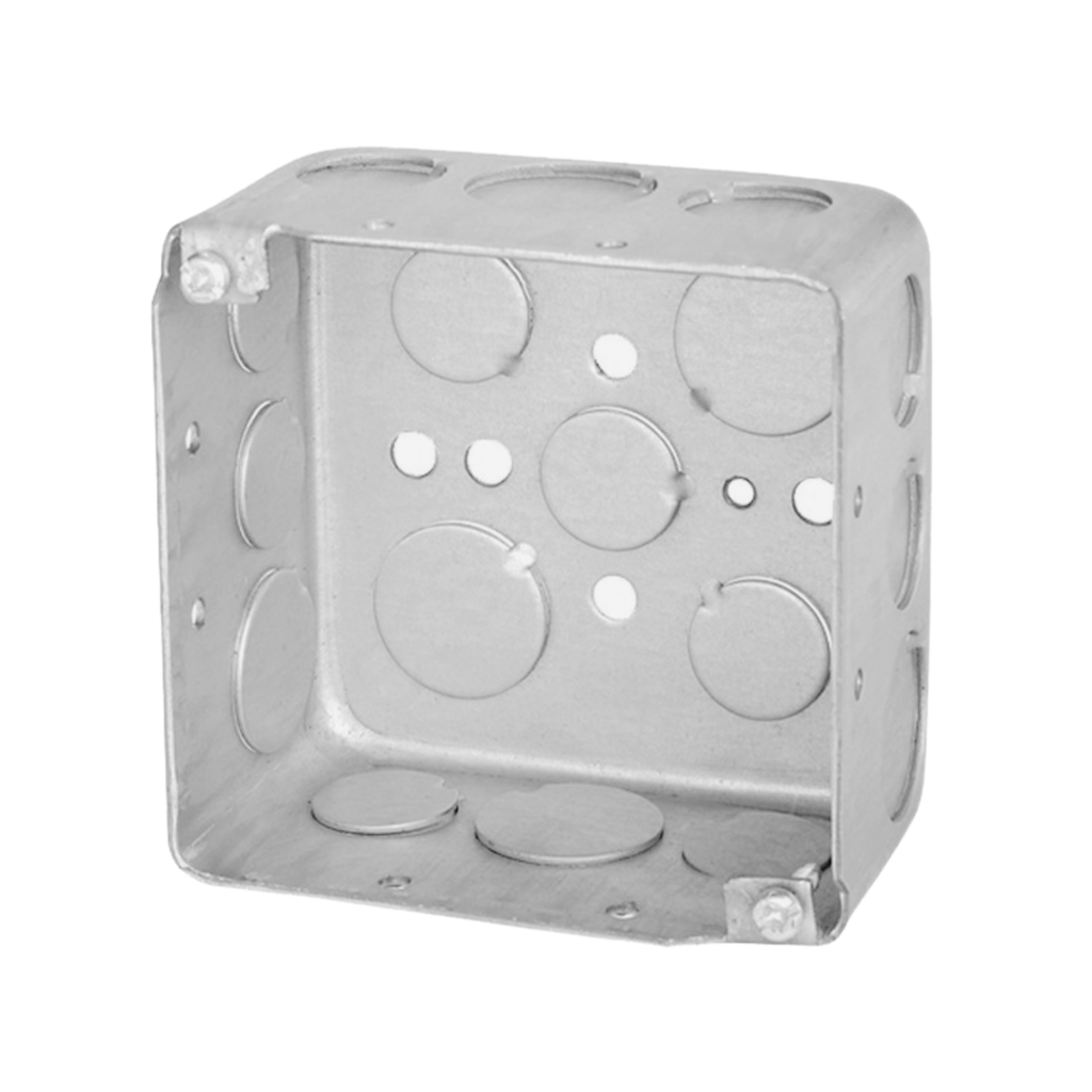 4" Square Drawn Steel Electrical Boxes – 2-1/8" Deep (with Conduit KOs)