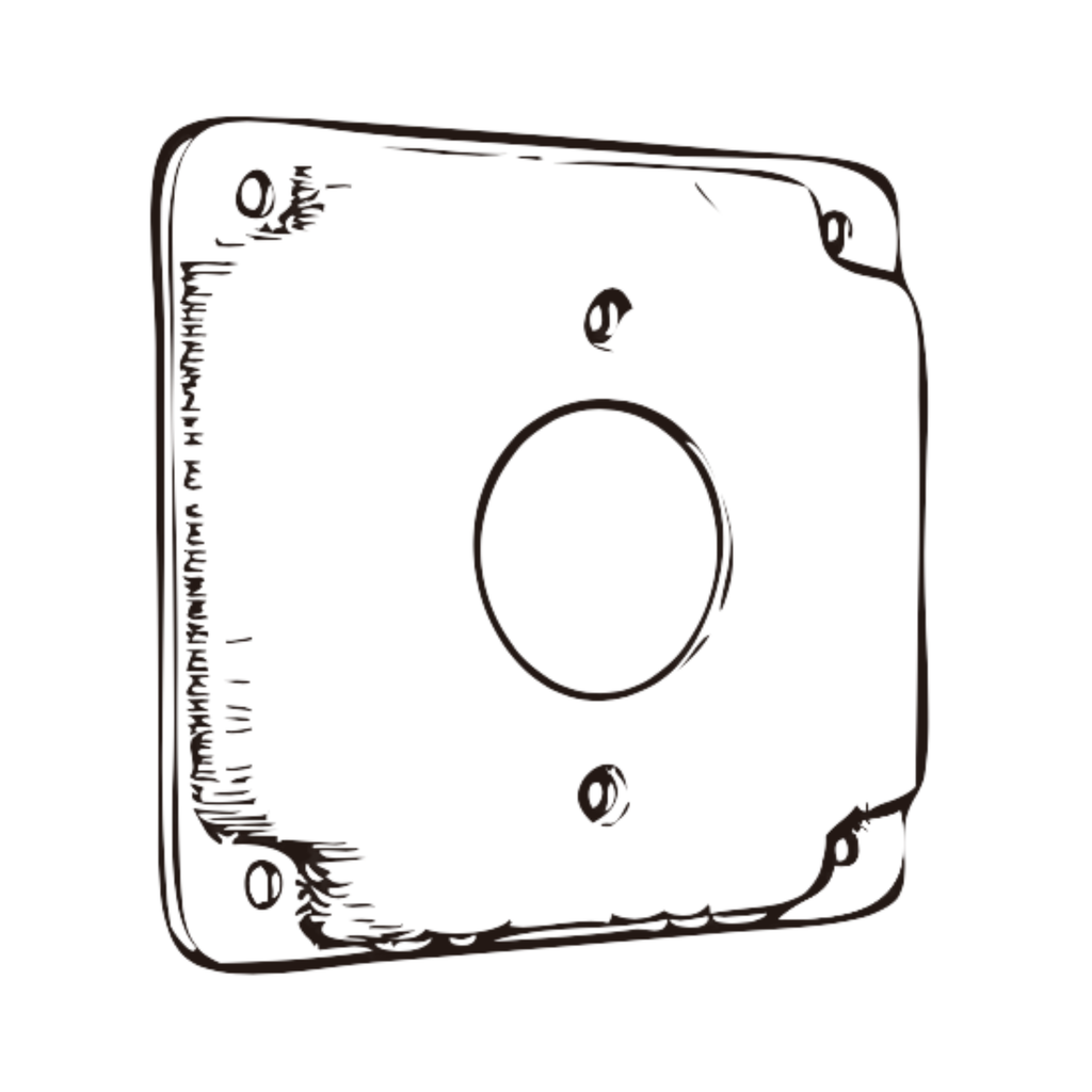 4" Square Exposed Work Covers – Raised 1/2" (Crushed Corner Steel)