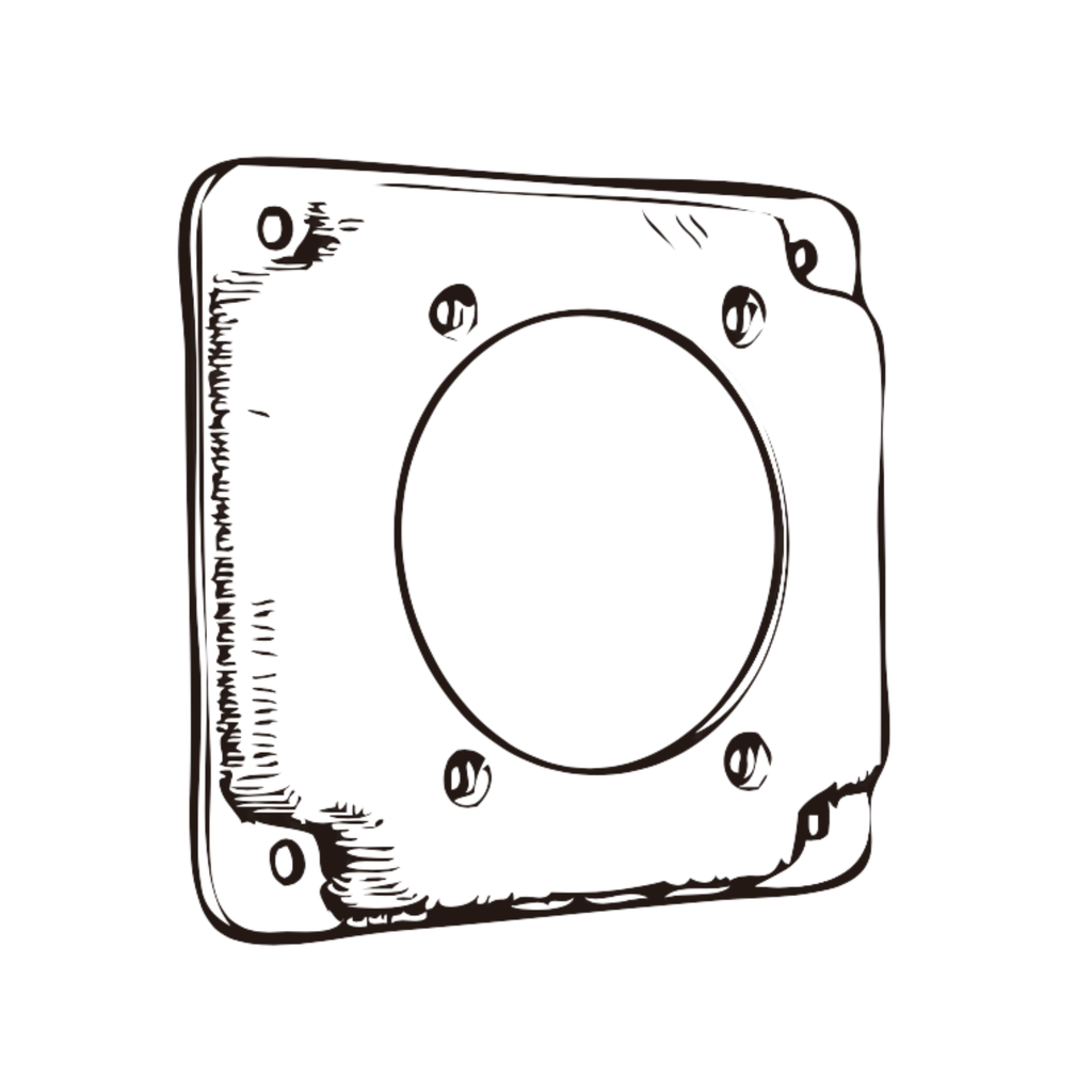 4" Square Exposed Work Covers – Raised 1/2" (Crushed Corner Steel)