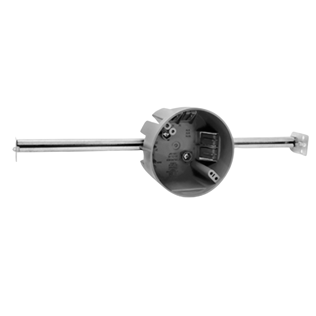 4" Round PVC Ceiling Boxes with Adjustable Bar Hanger – New Work